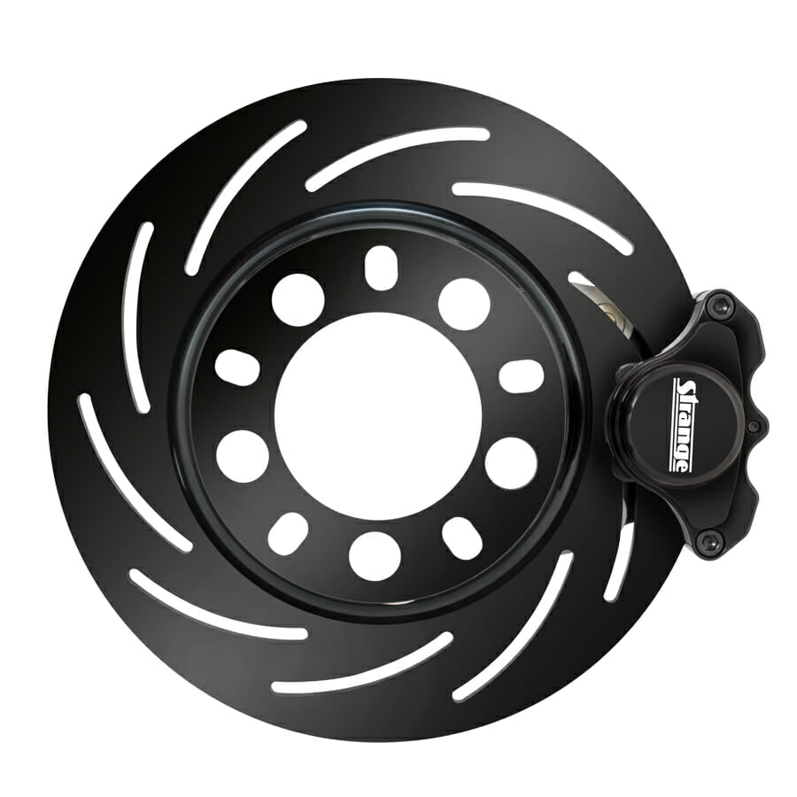 Strange Pro Series M/D Front Brake Kit | For 1994-2004 Mustang Reusing OEM Hubs | 1 Pc Rotors, 2 Piston Calipers & Semi Metallic Pads
