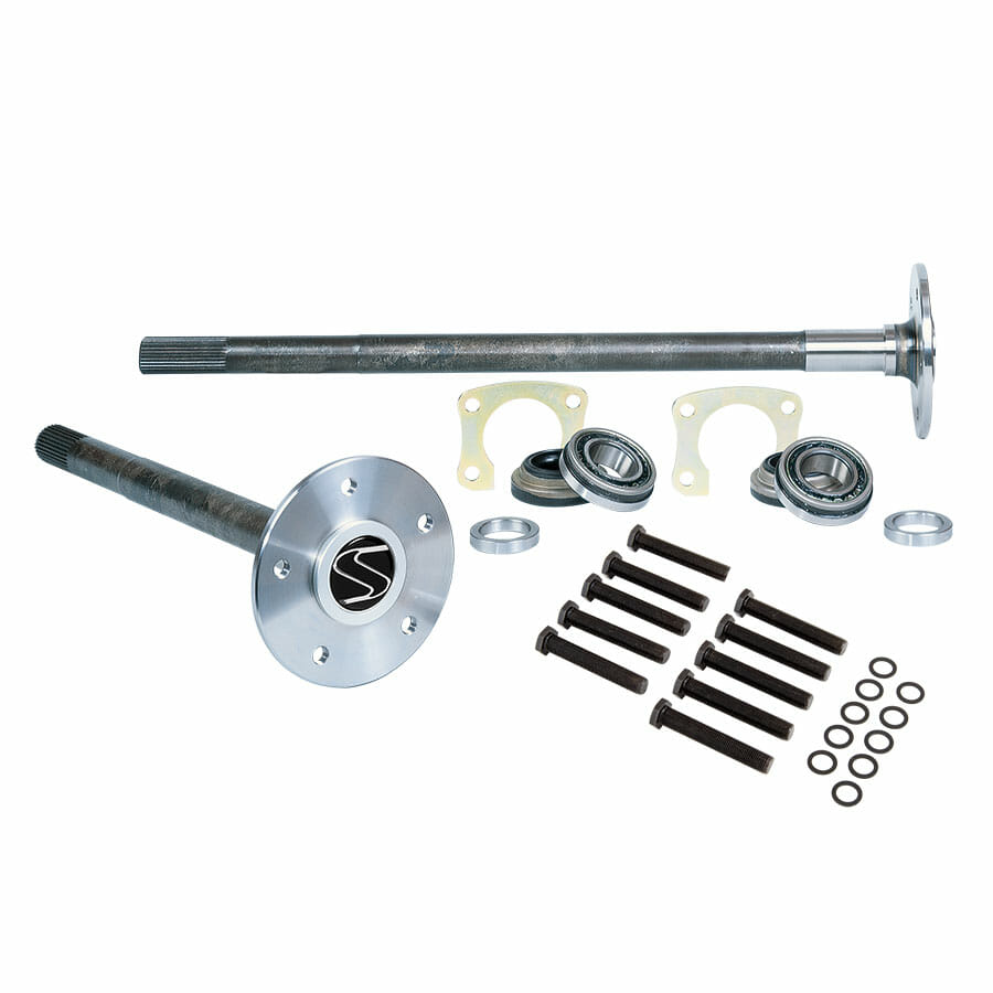 P3504-Strange 35 Spline Alloy Axle Package With Axle Bearings, Retainer Plates & Wheel Studs