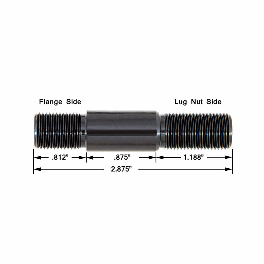 5/8″ Stud Kit with .875″ Wide Shank  Includes Lug Nuts & .250″ Thick Washers