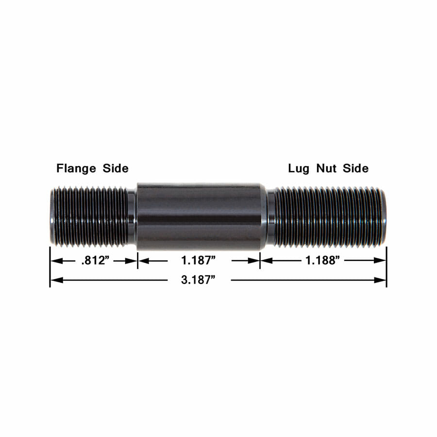 5/8″ Stud Kit with 1.187″ Wide Shank  Includes Lug Nuts & .688″ Thick Washers