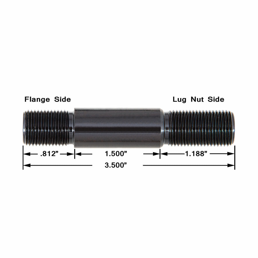 5/8″ Stud Kit with 1.500″ Wide Shank  Includes Lug Nuts & .438″ Thick Washers