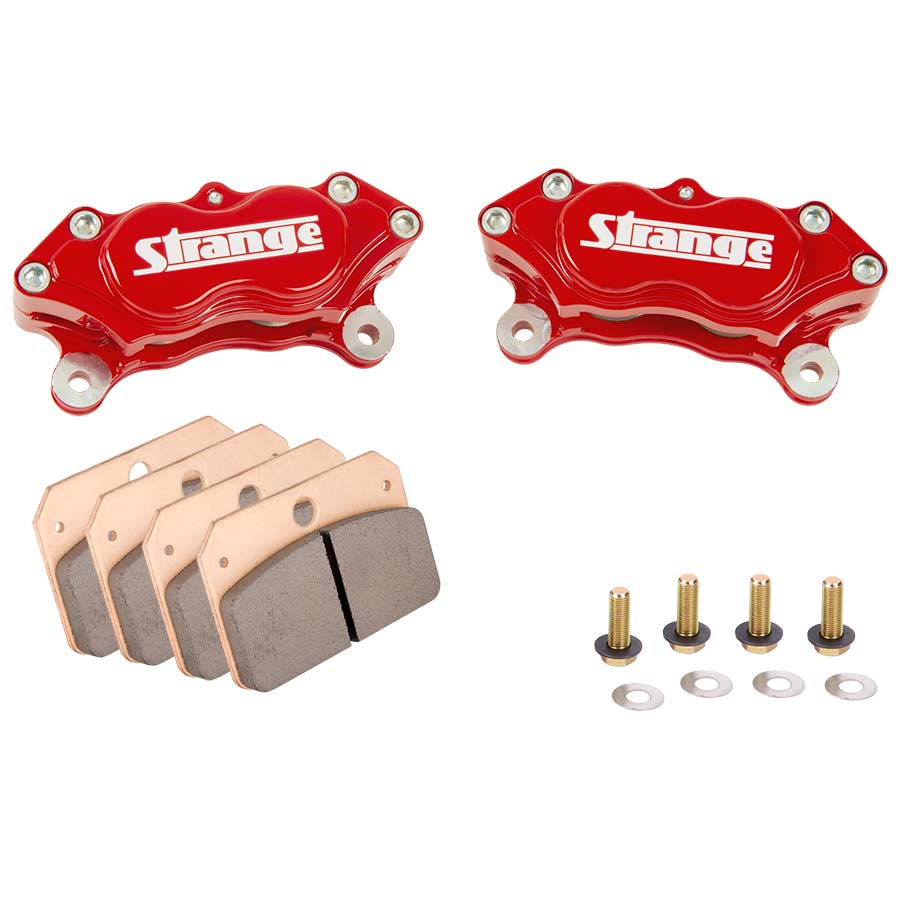 B1953-RD-Pro Series 4 Piston Red Billet Caliper Kit   With High Temp Metallic Brake Pads &amp; Mounting Hardware