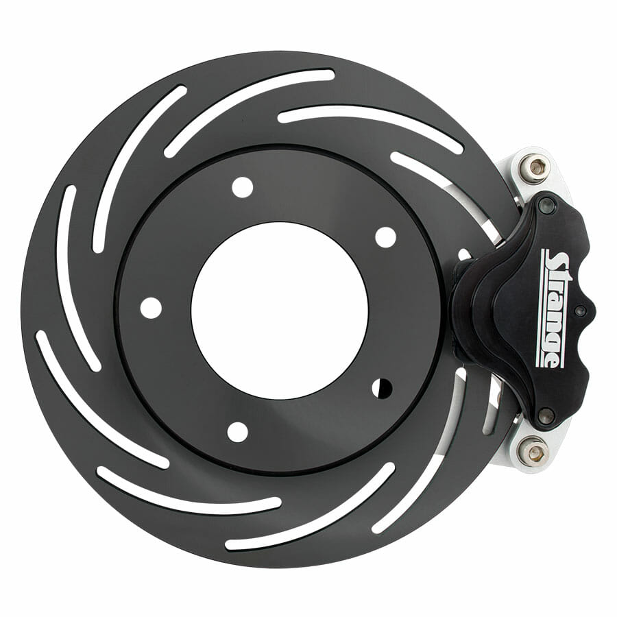 B4593WC-Pro Series Spindle Mount Brake Kit  For Strange Altered Ultra Struts with Forged or Billet Wheels  Single Piston Calipers &amp; One Piece Slotted Rotors