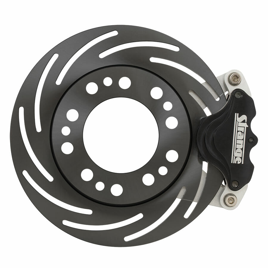 B4593WC2-Pro Series Spindle Mount Brake Kit  For Strange Altered Ultra Struts with Forged or Billet Wheels  Single Piston Calipers &amp; Two Piece Slotted Rotors
