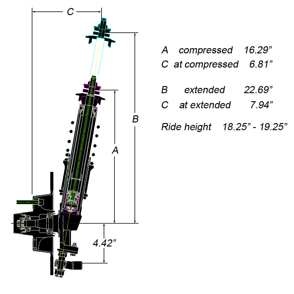 Strange GT Strut Package | Double Adjustable With H/D Brake Kit | For Hub Mount Wheels