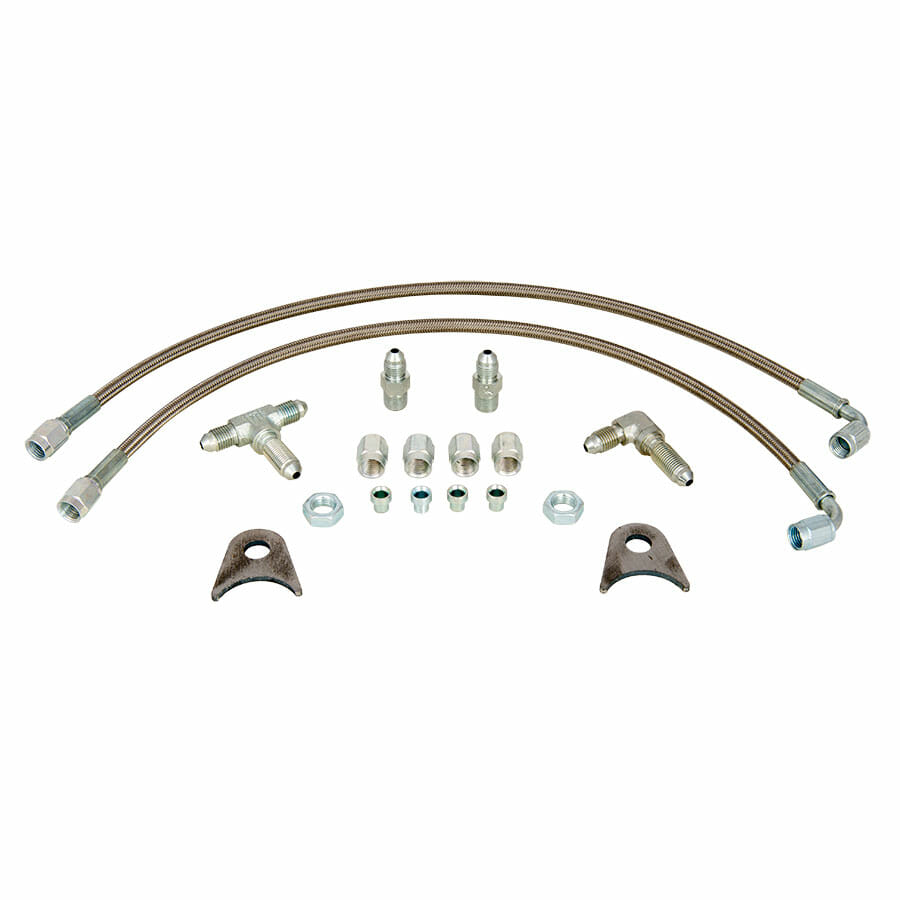 P2383-Drag Race Door Car Front Plumbing Kit  With 3 AN Braided Stainless Steel Lines &amp; Fittings
