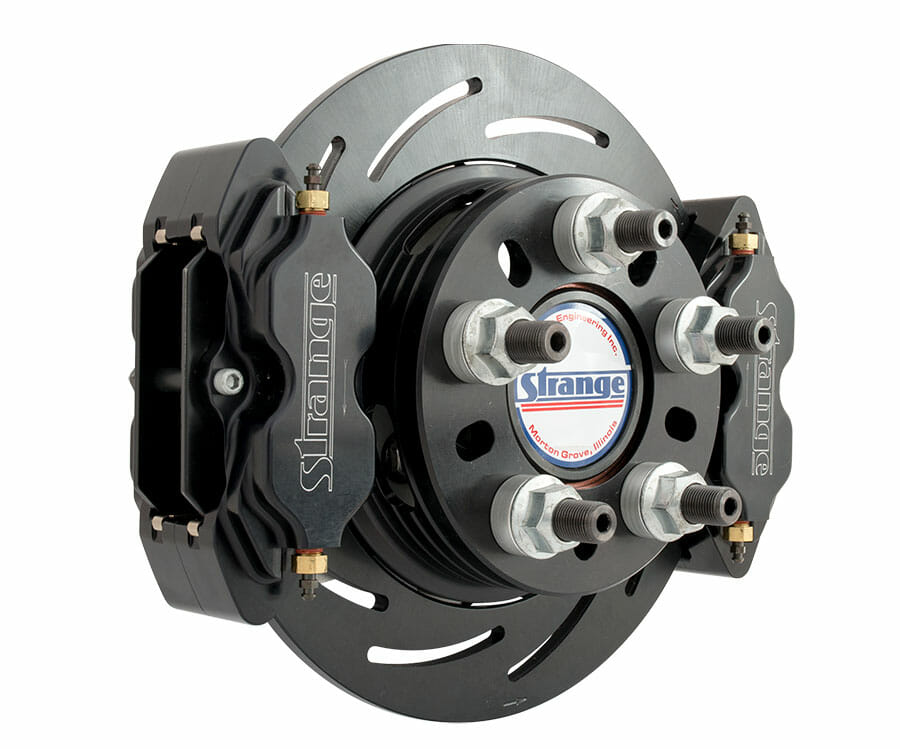 B1150WCD2-Strange Pro Series II Dual Rear Brake Kit    For Strange Aluminum Dragster Housing    With 2 Pc Slotted Rotors, Four Piston Calipers &amp; Soft Metallic Pads