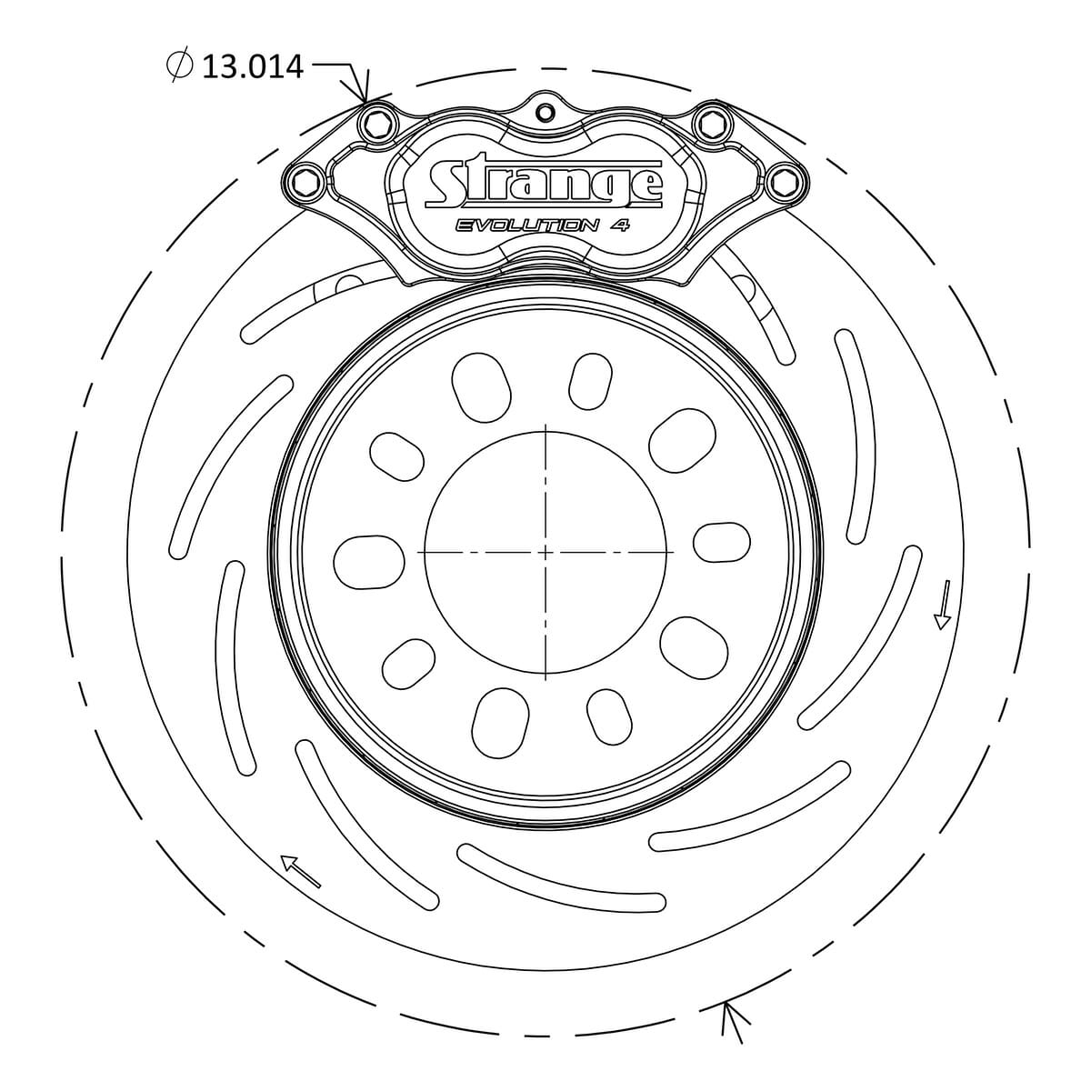 Pro II Stainless Steel Dynamic Drive Mount Rear Brake Kit | For 1957-1964 Oldsmobile Housing Ends | Pro Series 2S Rotors, 4 Piston Billet Evolution 4 Calipers | & DTC-30 Semi Metallic Pads